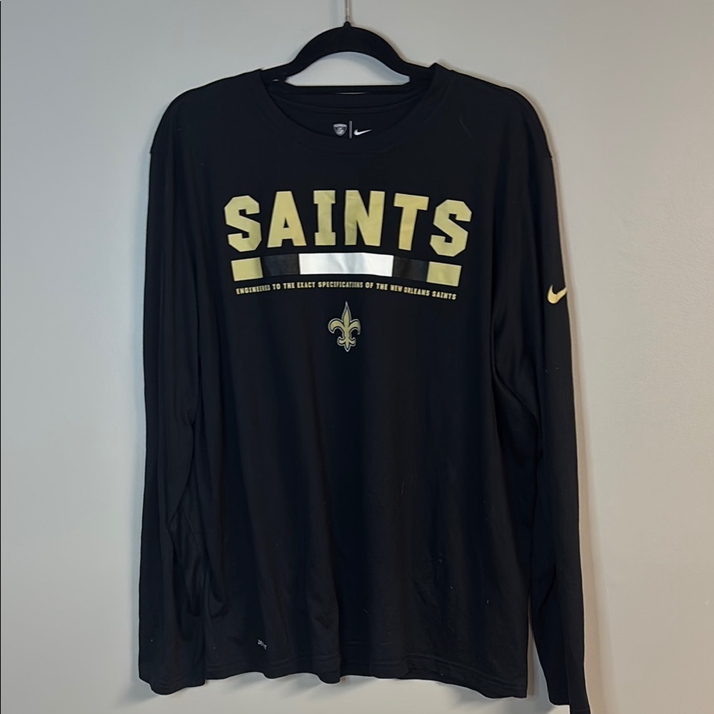 Nike Black Long Sleeve Tees for SAINTS New Orleans